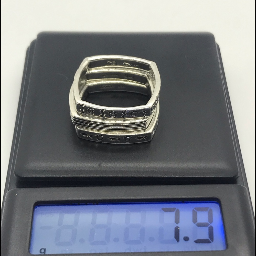 925 Sterling Silver Obocco Trio Stackable Ring - image 8